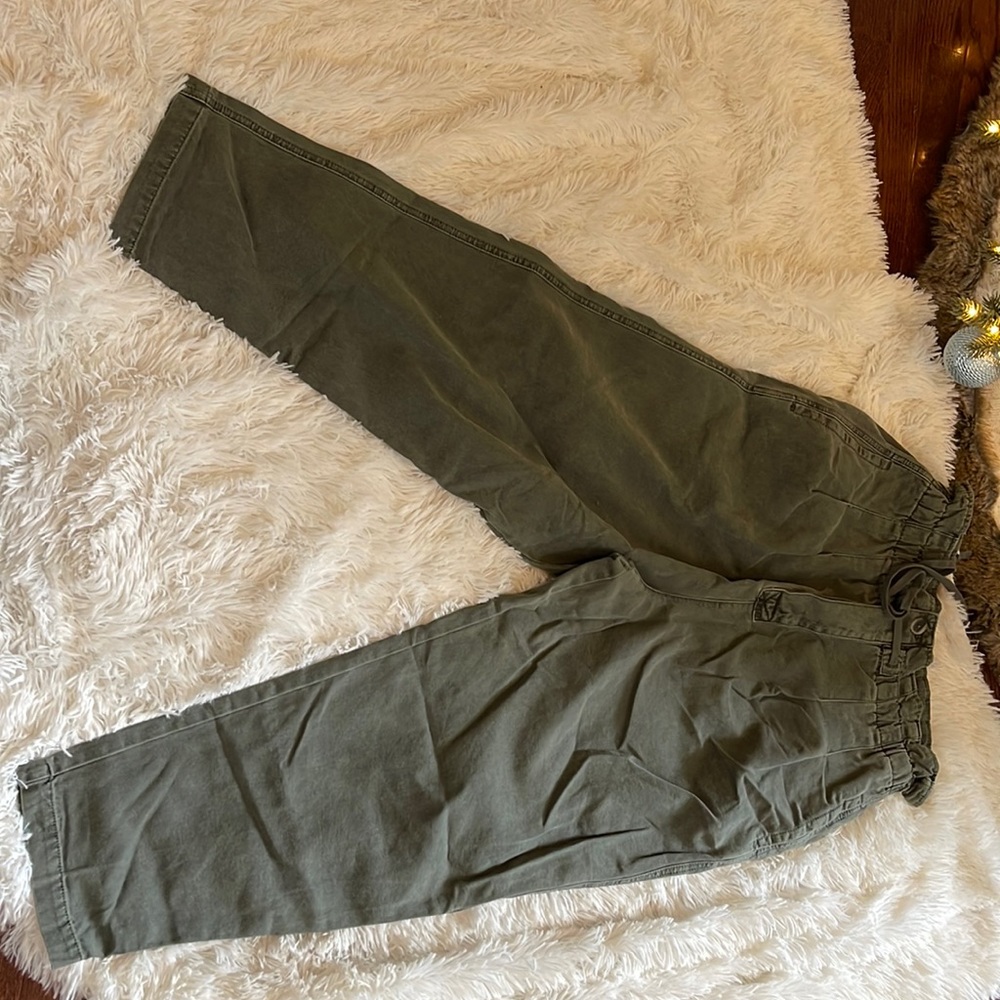 Free People Margate Pleated Trouser Olive Green
